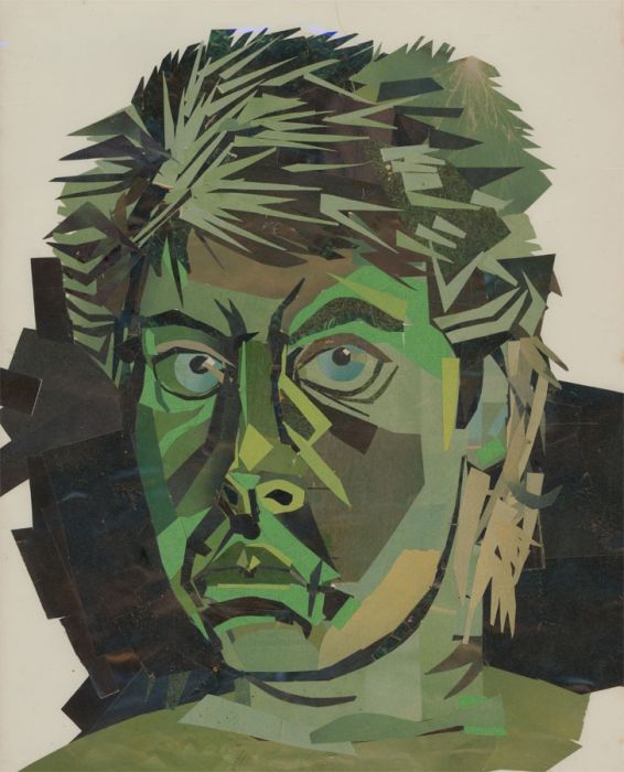 Contemporary Mixed Media - Portrait of a Man in Green