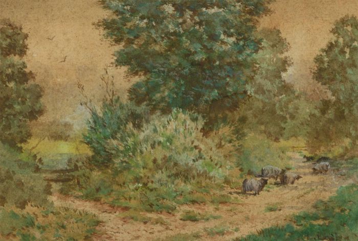 Edward Beecham Lait - Late 19th Century Watercolour, The Rural Path with Sheep