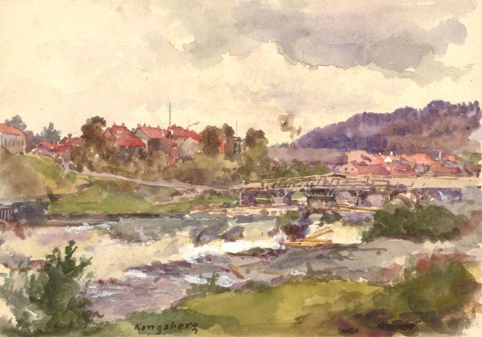 Alfred William Strutt (1856-1924) - Signed Watercolour, Norwegian Town Scene
