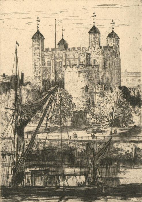 J.W. Jackson - Early 20th Century Original Etching, Tower of London