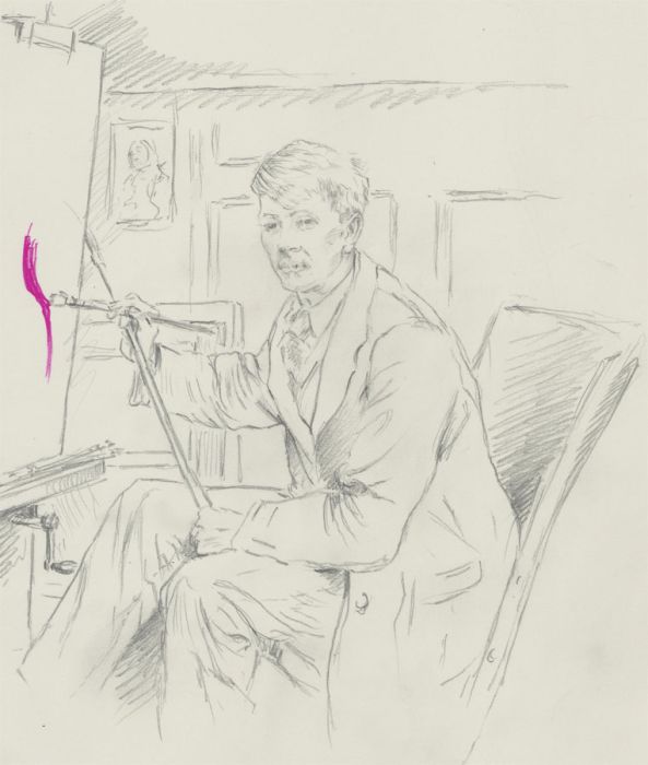 Franco Matania (1922-2006) - c.1990 Graphite Drawing, Portrait of an Artist
