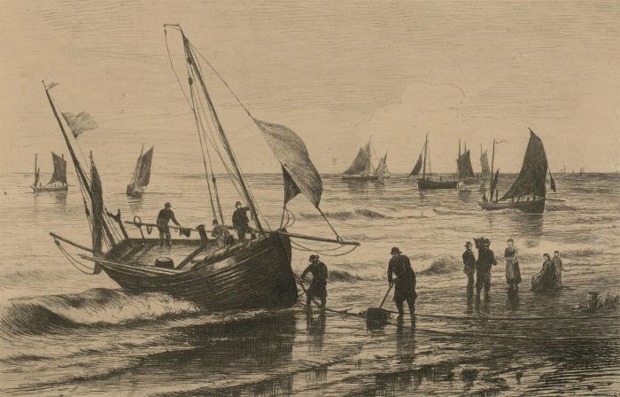 William Henry Borrow (1840-1905) - Late 19th Century Etching, Fishermen
