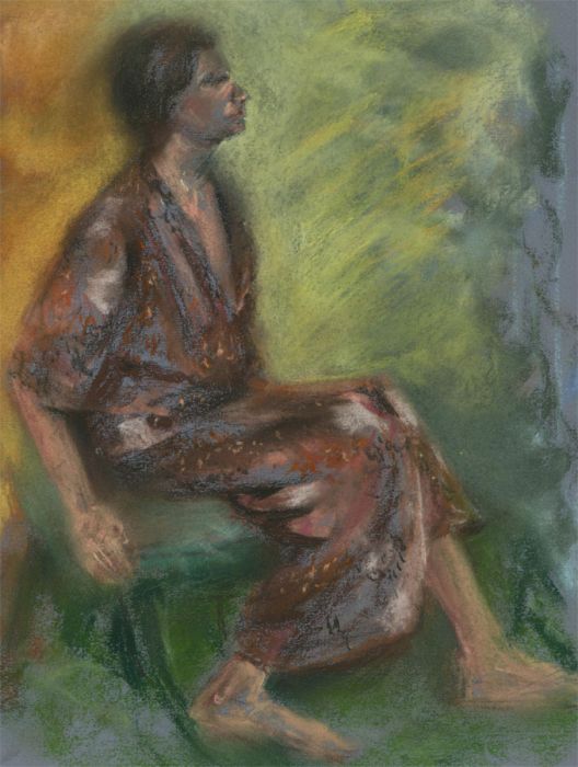 Louis Klein - 20th Century Pastel, Profile of a Figure