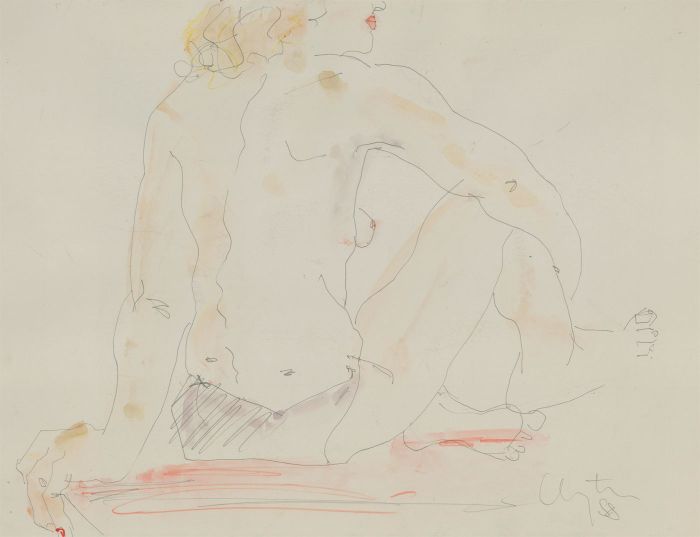 Inge Clayton FRSA (1942-2010) - 1988 Graphite Drawing, Seated Nude