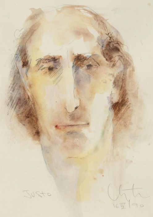Inge Clayton FRSA (1942-2010) - 1990 Watercolour, Portrait of a Justo