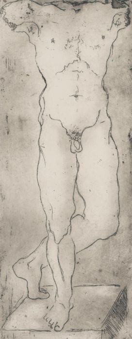 Inge Clayton FRSA (1942-2010) - 1986 Etching, Standing Male Nude