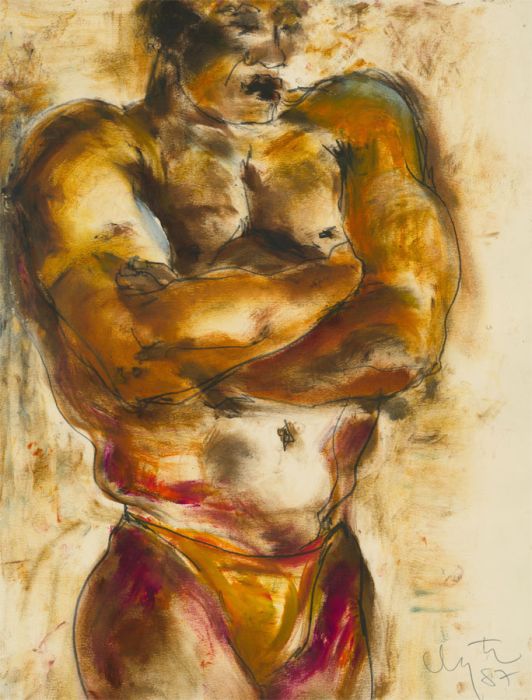 Inge Clayton FRSA (1942-2010) - 1987 Oil, Male Model in Yellow