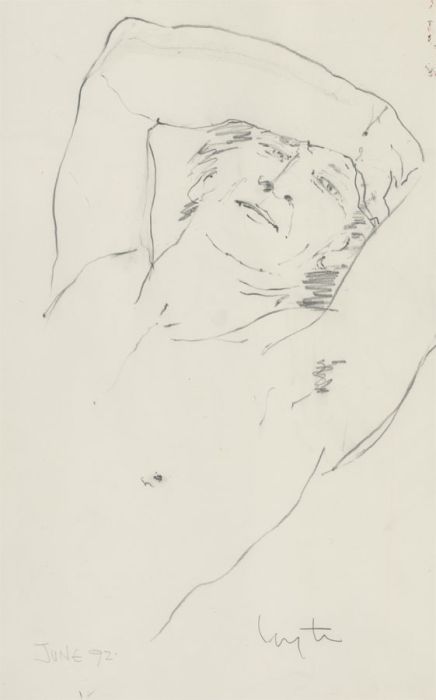 Inge Clayton FRSA (1942-2010) - 1992 Graphite Drawing, Reclining Male Nude