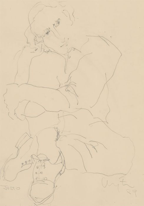 Inge Clayton FRSA (1942-2010) - Signed 1989 Graphite Drawing, The Poet