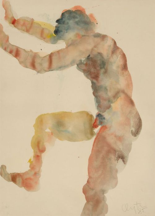 Inge Clayton FRSA (1942-2010) - Signed 1985 Watercolour, Male Nude Body Print