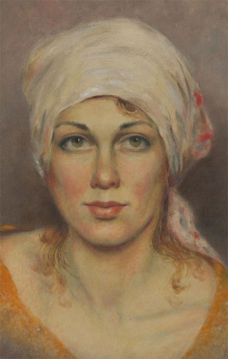 20th Century Oil - Young Lady with Headscarf