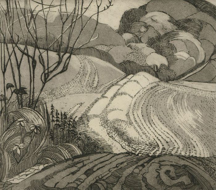 Constance Tippet - 1979 Etching, Landscape, Rolling Hills