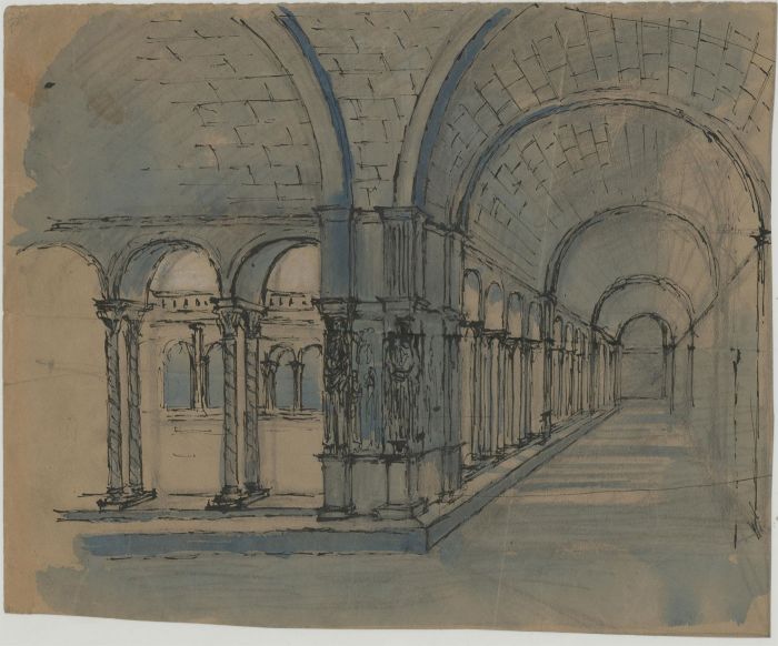 Tom White - 20th Century Pen and Ink Drawing, Church Walkway