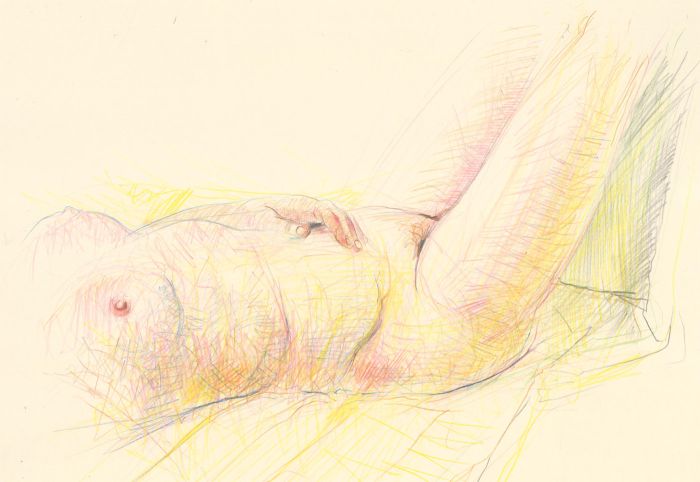 Richard O'Connell (b.1947) - 2001 Coloured Pencil, Reclining Female Nude