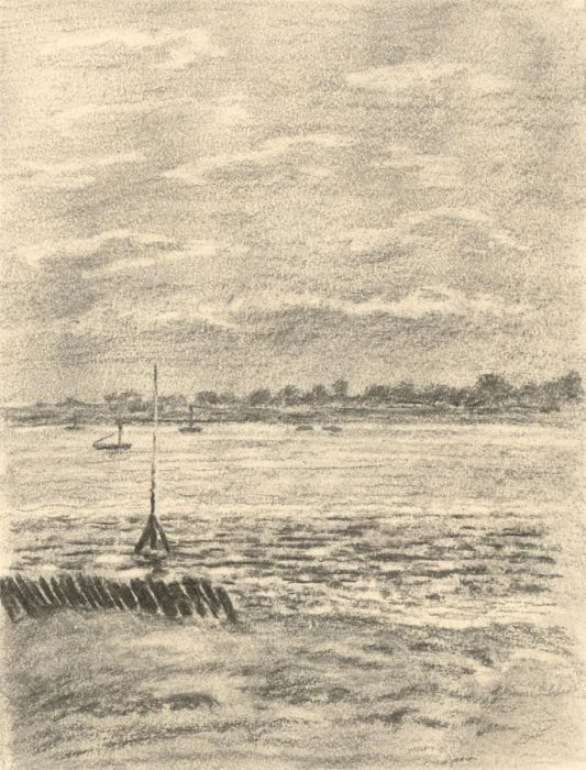 H.R.C. - A Pair of 1932 Charcoal Seascape Drawings