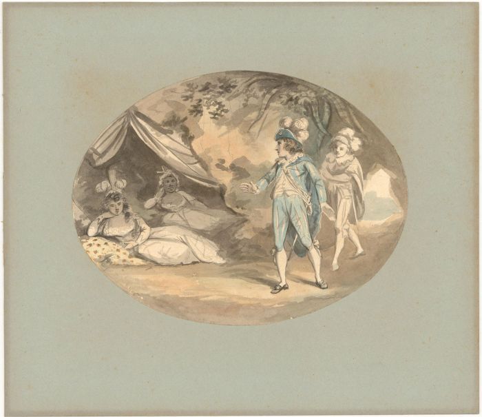 Mid 19th Century Watercolour - Approaching the Ladies