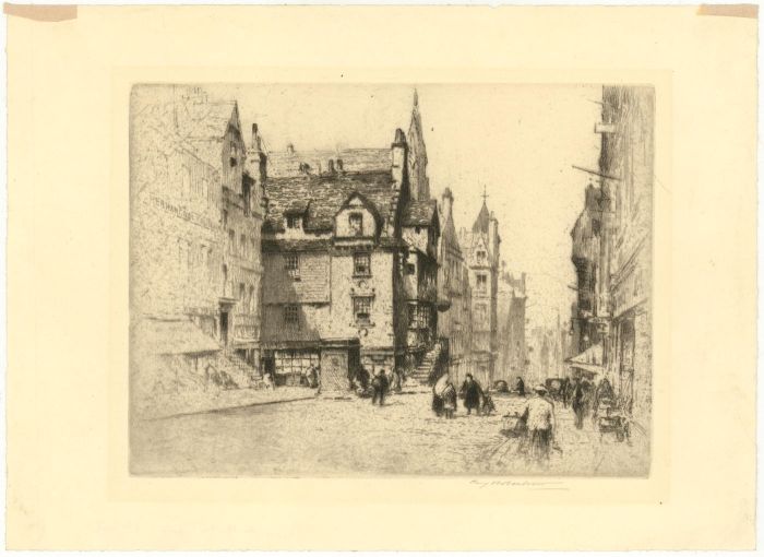 Percy Robertson A.R.E (1868-1934) - Signed Etching, London Street Scene