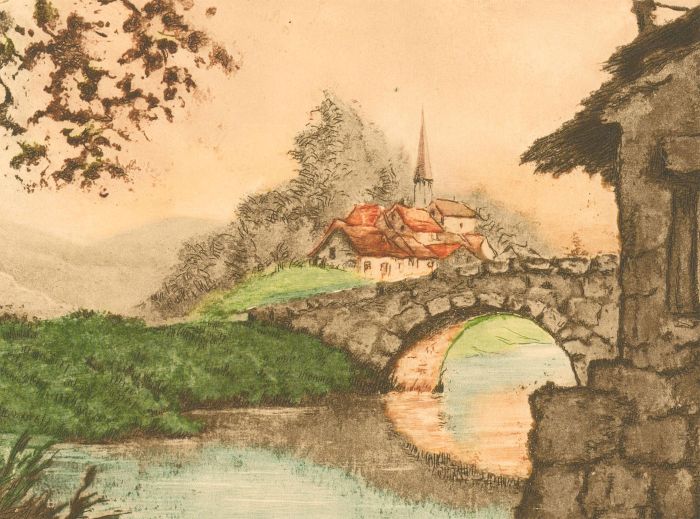 Bayer - 20th Century Etching, Dans la Vallee