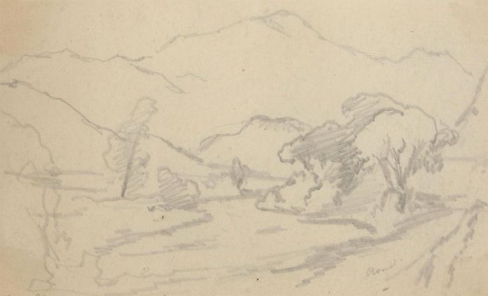 1846 Graphite Drawing - The River Glaslyn