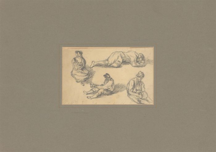 F.H.H - 19th Century Graphite Drawing, Street Beggars