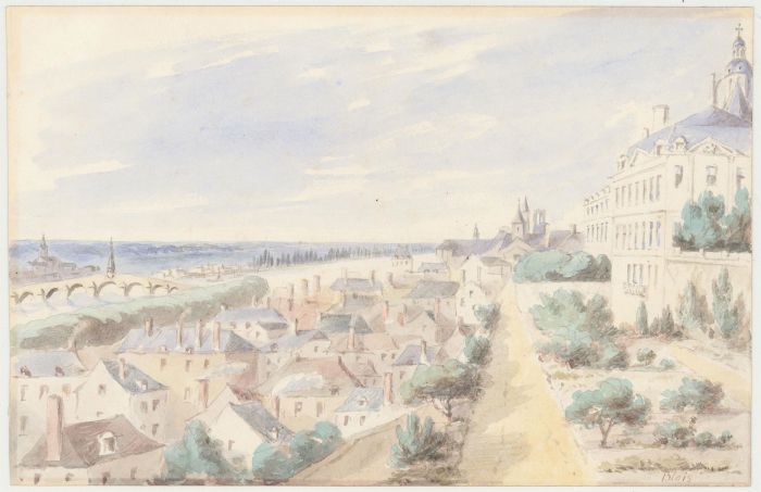 1855 Watercolour - Blois, Loir-et-Cher, France
