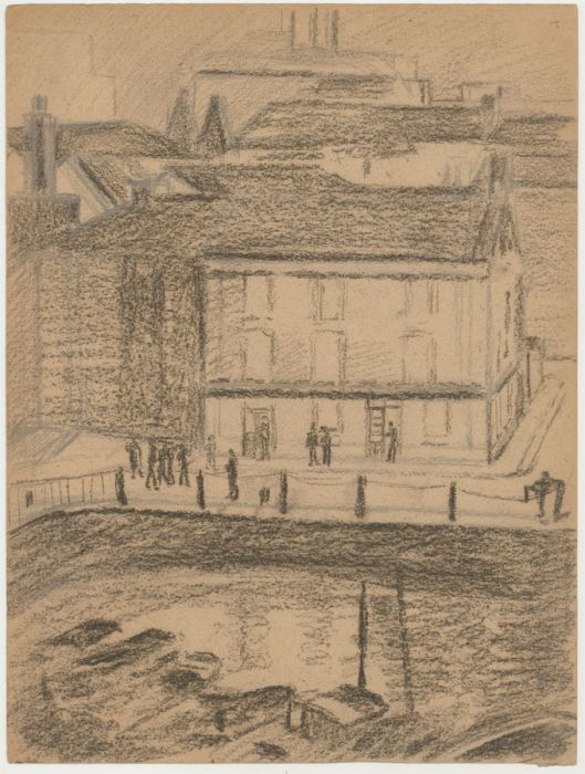 Ronald Morton (b.1918) - 20th Century Charcoal Drawing, Bustling Street Scene
