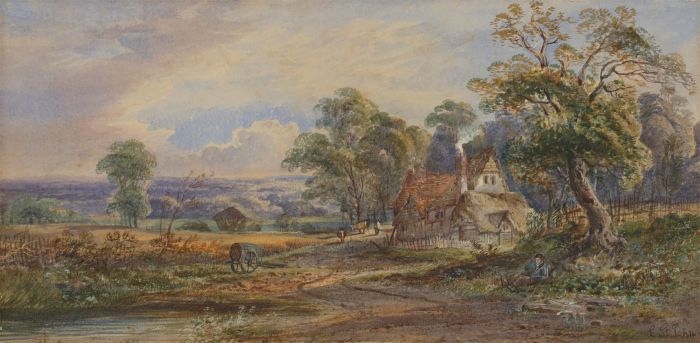Edwin St. John (act.1880-1890) - Signed Watercolour, Farmstead View