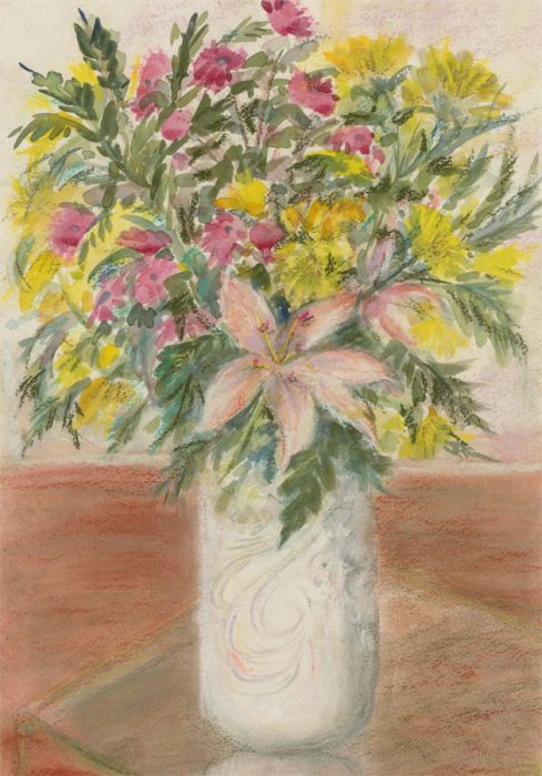 Renee Young - 20th Century Watercolour, Vibrant Floral Still Life