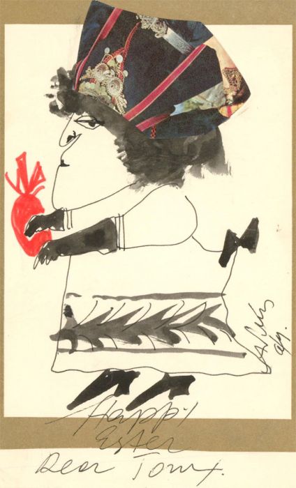 Antonis Kyriakoulis (b.1938) - Signed 1999 Pen and Ink Drawing, The Queen
