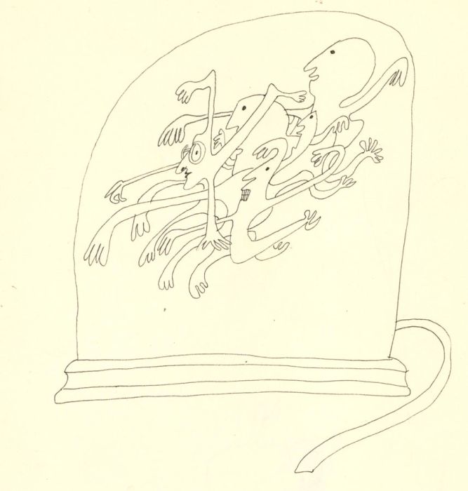 Antonis Kyriakoulis (b.1938) -  Pen and Ink Drawing, Demons in The Bell Jar