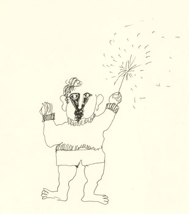 Antonis Kyriakoulis (b.1938) - 20th Century Pen and Ink Drawing, Fireworks Night