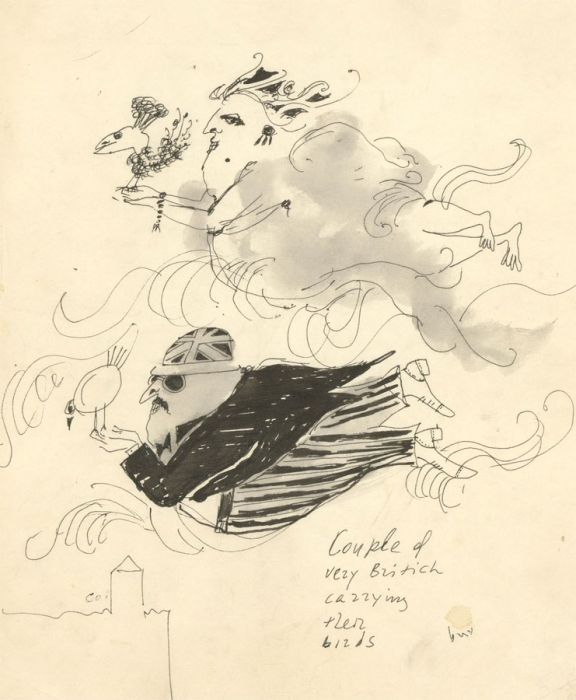 Antonis Kyriakoulis (b.1938) - Set of Two Pen and Ink Drawings, Fantasy Studies