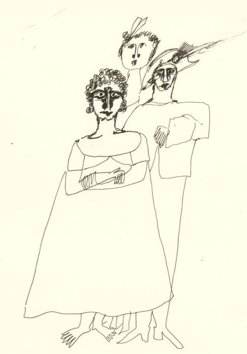 Antonis Kyriakoulis (b.1938) - Pen and Ink Drawing, The Naval Family