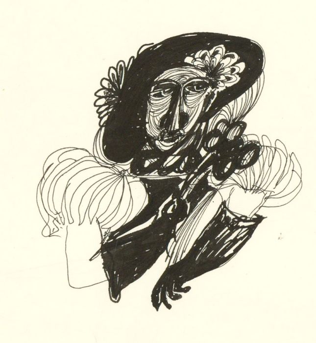 Antonis Kyriakoulis (b.1938) - Pen and Ink Drawing, The Elizabethan Man