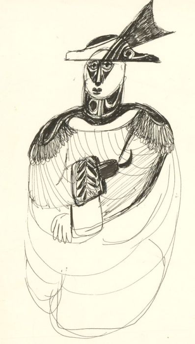 Antonis Kyriakoulis (b.1938) - Pen and Ink Drawing, The Naval General