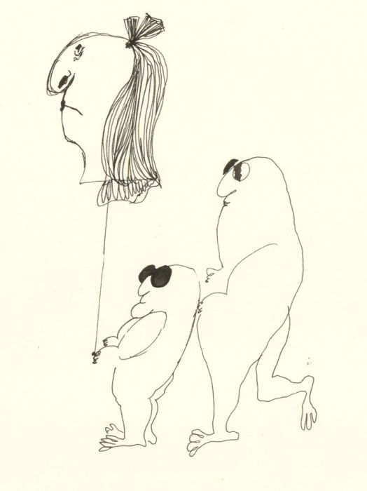 Antonis Kyriakoulis (b.1938) - 20th Century Pen and Ink Drawing, The Entourage