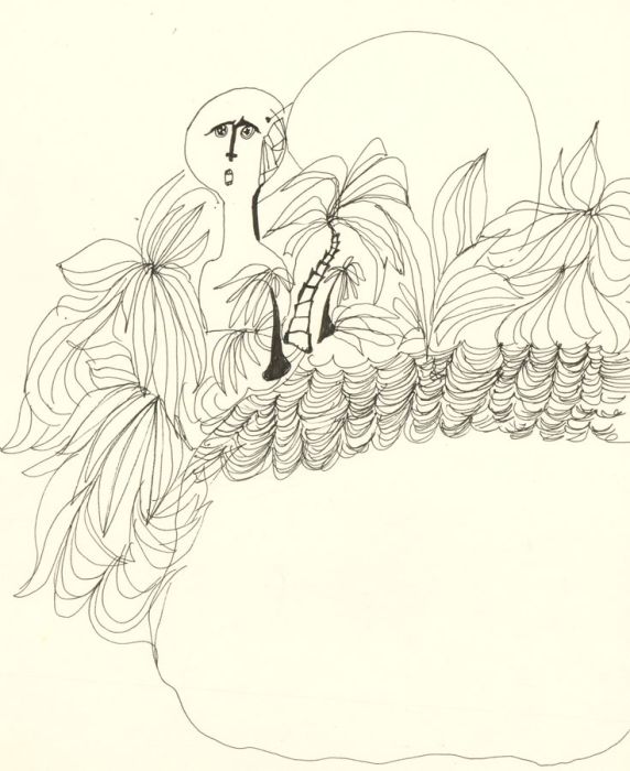Antonis Kyriakoulis (b.1938) - 20th Century Pen and Ink Drawing, Tropical Dream