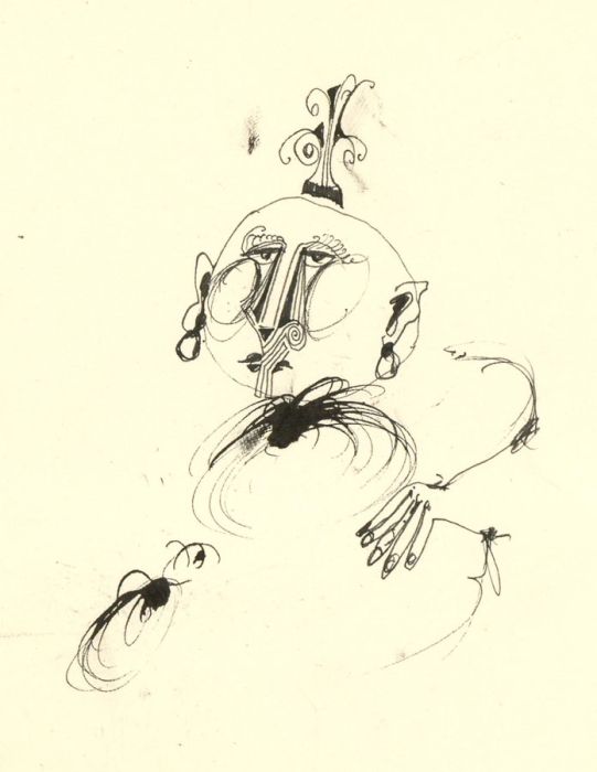 Antonis Kyriakoulis (b.1938) - Pen and Ink Drawing, Fantasy Portrait