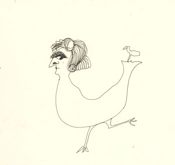 Antonis Kyriakoulis (b.1938) - 20th Century Pen and Ink Drawing, Bird Woman