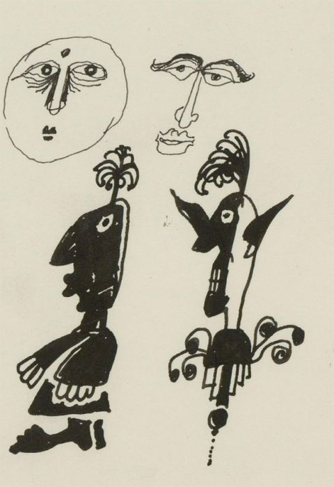 Antonis Kyriakoulis (b.1938) - Set of Three Pen and Ink Drawings, Portraits