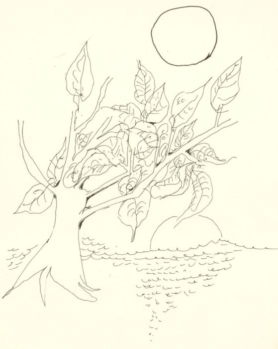 Antonis Kyriakoulis (b.1938) - 20th Century Pen and Ink Drawing, Moonlit Tree