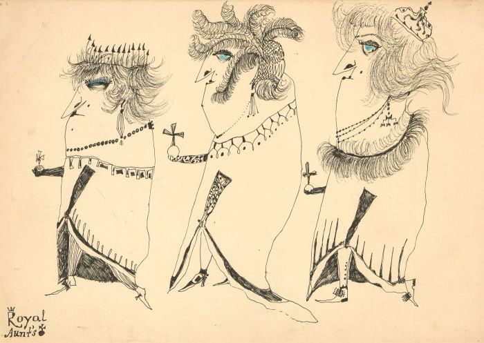 Antonis Kyriakoulis (b.1938) - 20th Century Pen and Ink Drawing, Royal Aunts