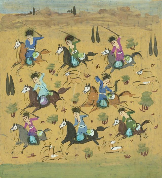 Indian Miniatures - Late 19th Century Gouache, The Horse Riders