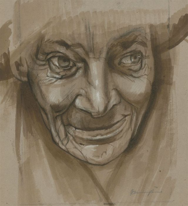John Cherrington (1931-2015) - Watercolour, Portrait of an Elderly Lady