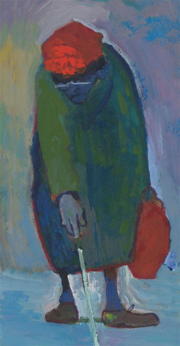 John Cherrington (1931-2015) - 20th Century Oil, Lady with Walking Stick
