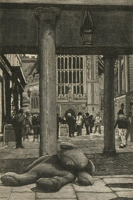 Andrew Price (b.1955) - 20th Century Etching, Abbey Courtyard, Bath