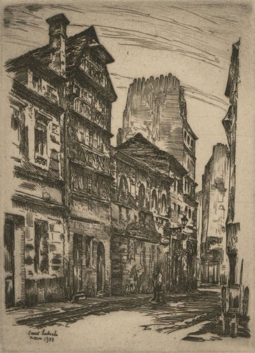 Ernest Laborde (b.1870) - Signed 1923 Etching, French Street View