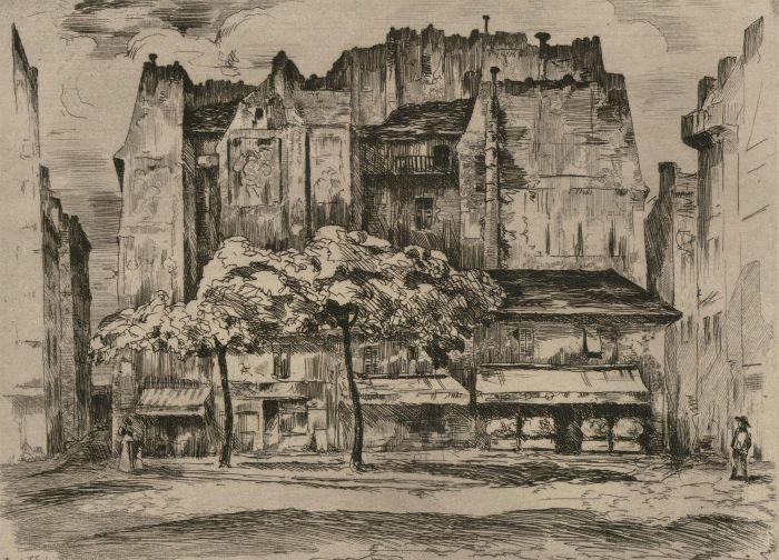 Ernest Laborde (b.1870) - Signed 1945 Etching, Street Scene Paris