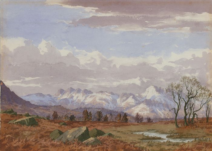 Ernest E. Clarke (1869-1932) - Signed Watercolour, Crinkle Crags & Bowfell