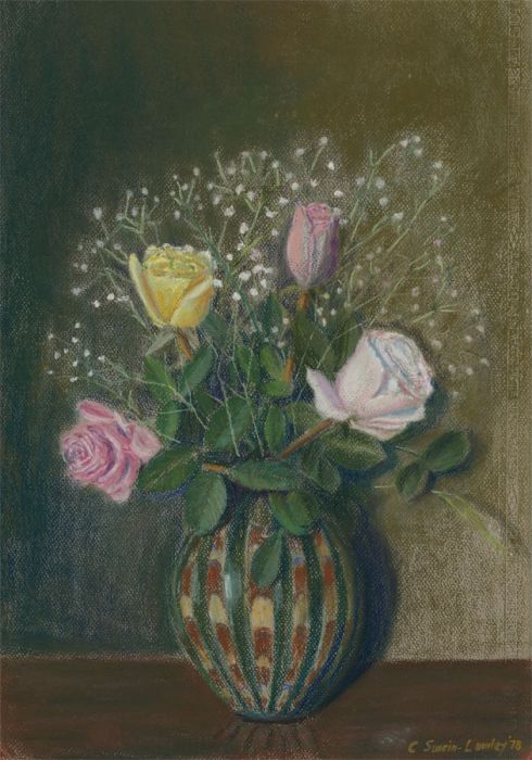 C. Swain-Lumley - 1978 Pastel, Still Life of Flowers